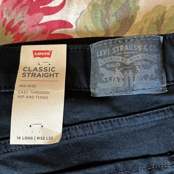 LEVIS Size 14 Long  32"Wx 42"L Dark Black Denim Stretch 5-Pkt MidRise $89 NEW - Picture 6 of 16